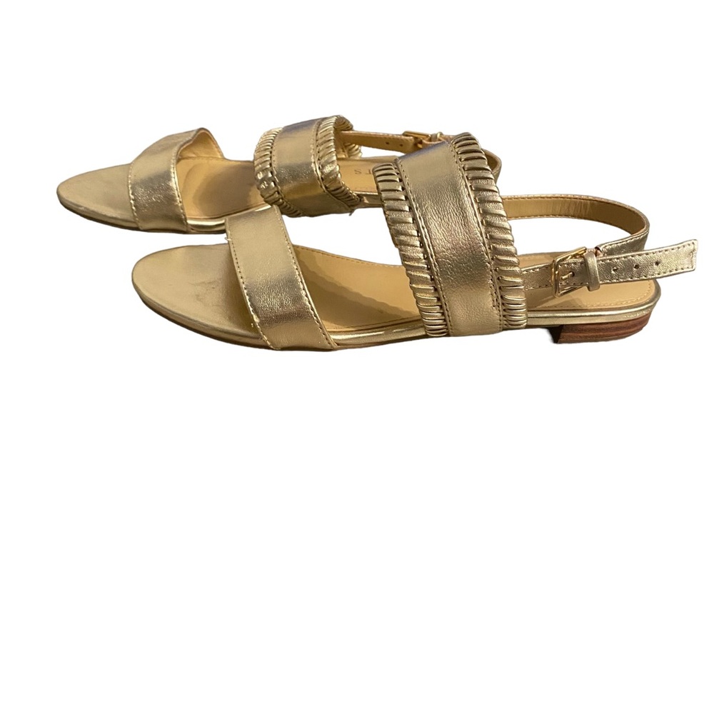 Talbots Keri Whipstitch Gold Metallic Napa Leather Sandal - Picture 6 of 7